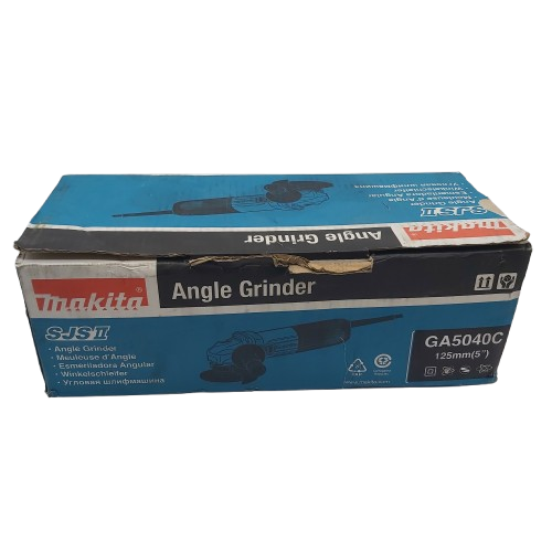 Makita GA5040C 125mm/5in Angle Grinder, 240V, Teal Blue, Like New; With Box, Manual, Handle, Guard, Spanner + Disc (CP 1360229)