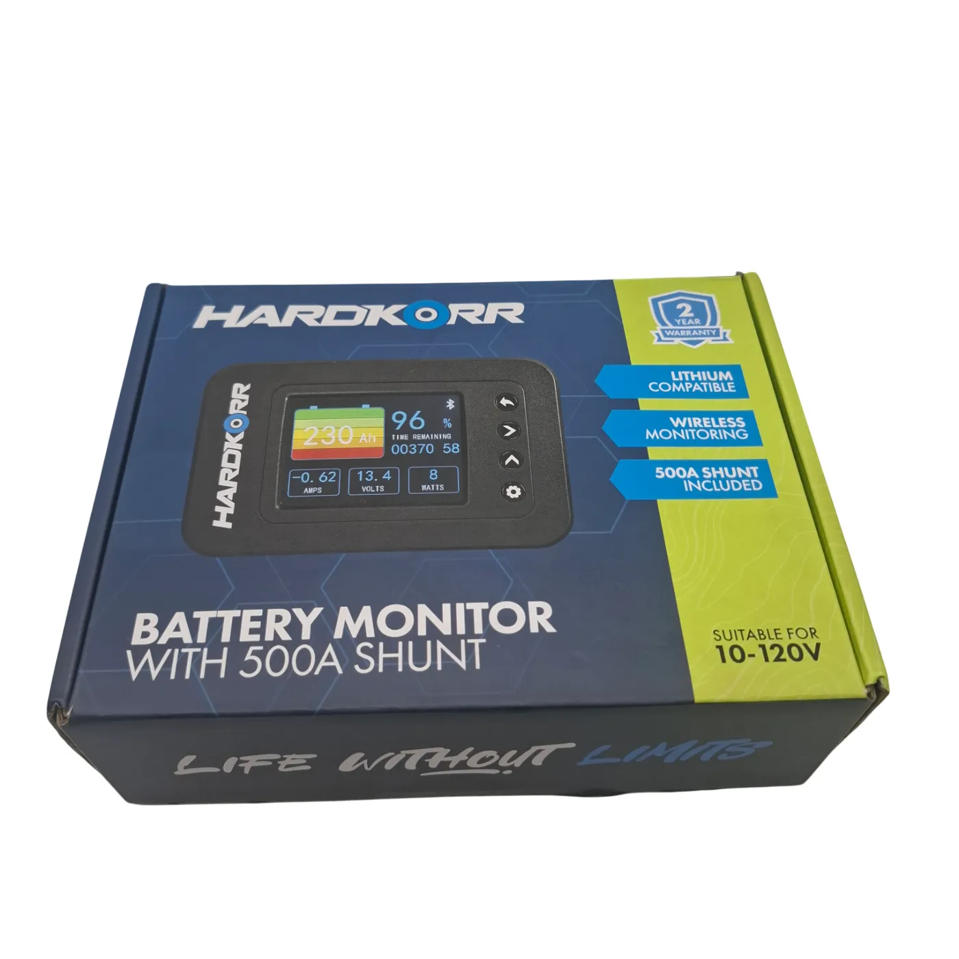 Hardkorr Battery Monitor HKMON + 500A Shunt 10-120V As New in Box with Accessories (WR)