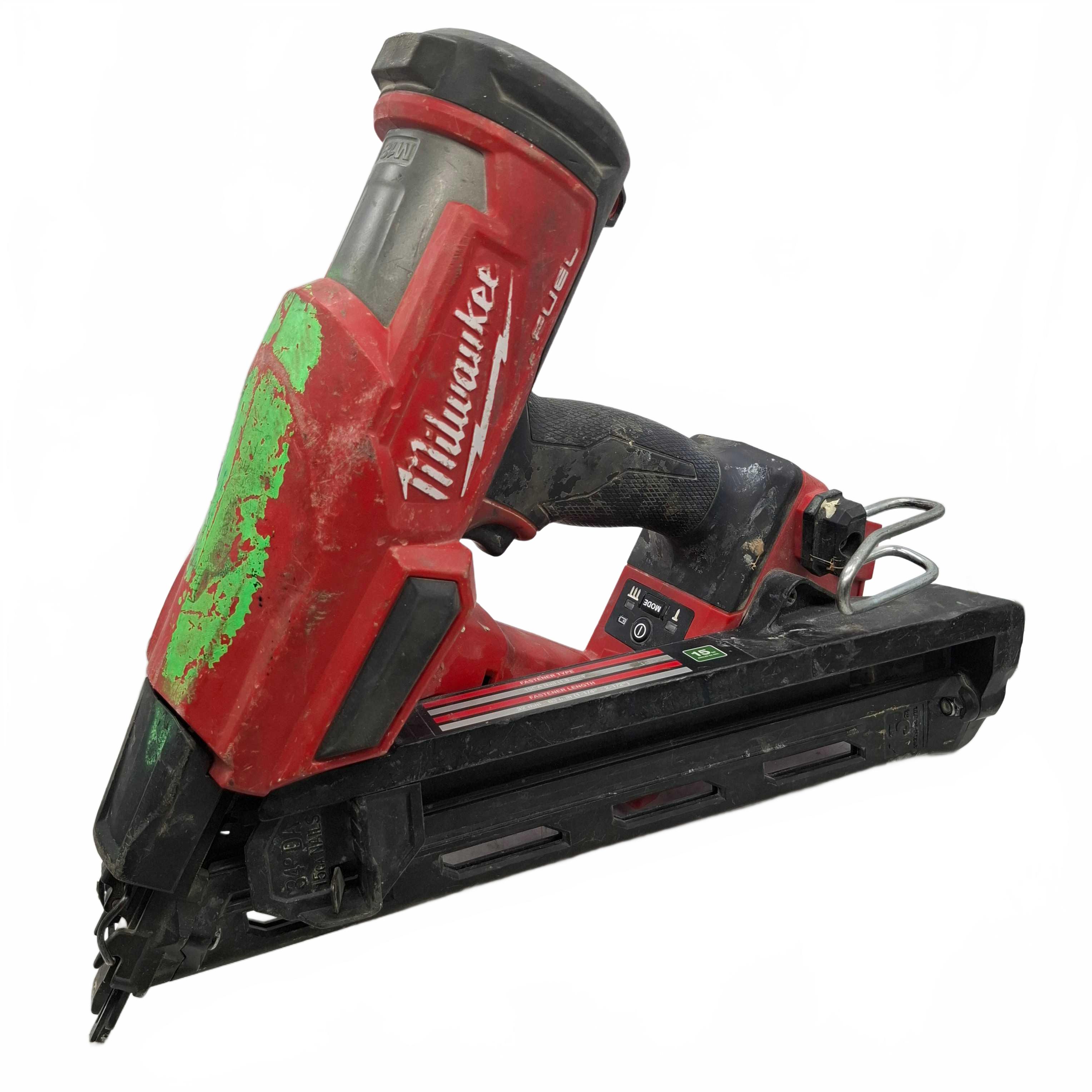 Milwaukee M18 FUEL 15 Gauge Angled Nailer M18FN15GA *Green Paint Stain  (WR 1426254)