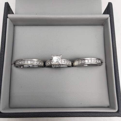 18ct White Gold 3-Piece Wedding Set 2.41ct TDW with Valuation Paperwork