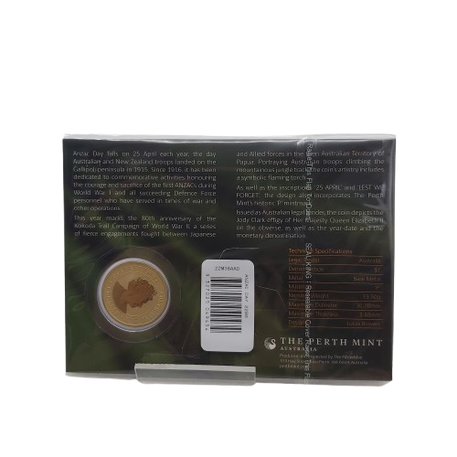 2022 Anzac day $1 Coin In Plastic