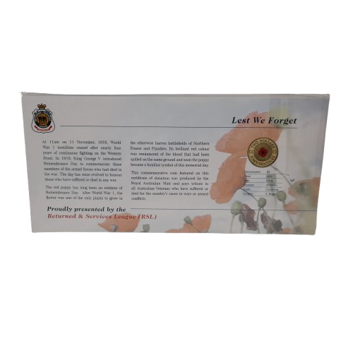 Royal Australian Mint 2012 Australian RSL Red Poppy Lest We Forget $2 Collectable Coin in Packet (MR)