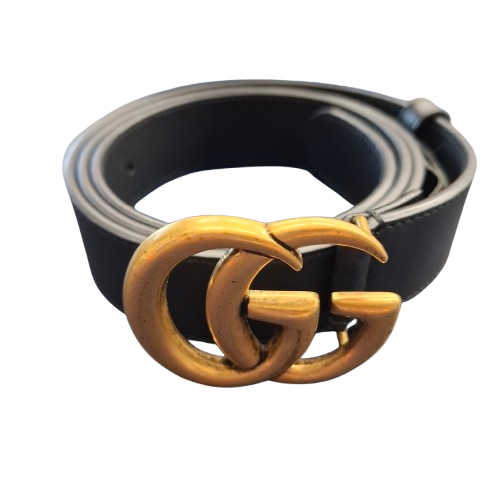 Gucci Men’s Black And Gold 95cm Leather Belt 414516APOOT (1423764) (JN)