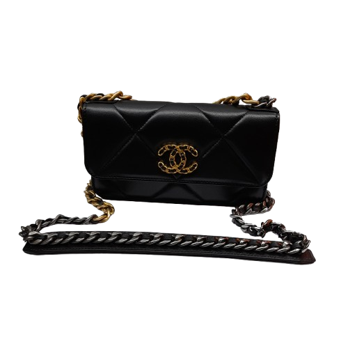 CHANEL Black Lambskin Clutch with Chain ( Box & Dust Bag) (MR)