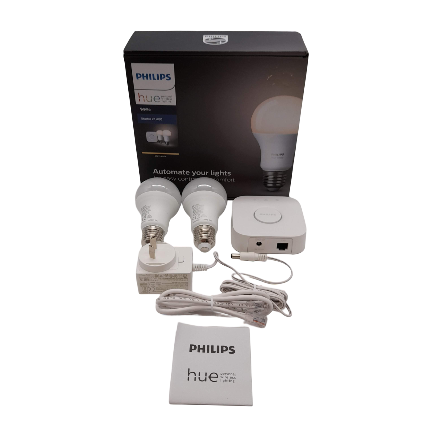 Philips Bulb Starter Kit A60 Warm White A60 + Box + Hue Bridge + Manual