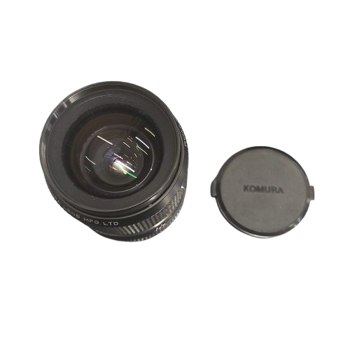 Komura Camera Lens F 28mm 1:2.5, With Front + Rear Lens Cap + Storage Box