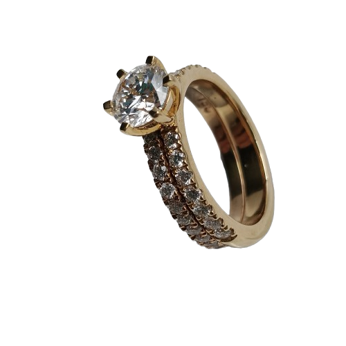 Ladies 18ct/14ct Yellow Gold Diamond Ring Wedding Set With 1.16ct Lab Grown Diamond 18ct Engagement Ring TDW 1.53ct + 14ct Yellow Gold Band TDW 0.49ct With Valuation Report Size N1/2 (NA 1363373)