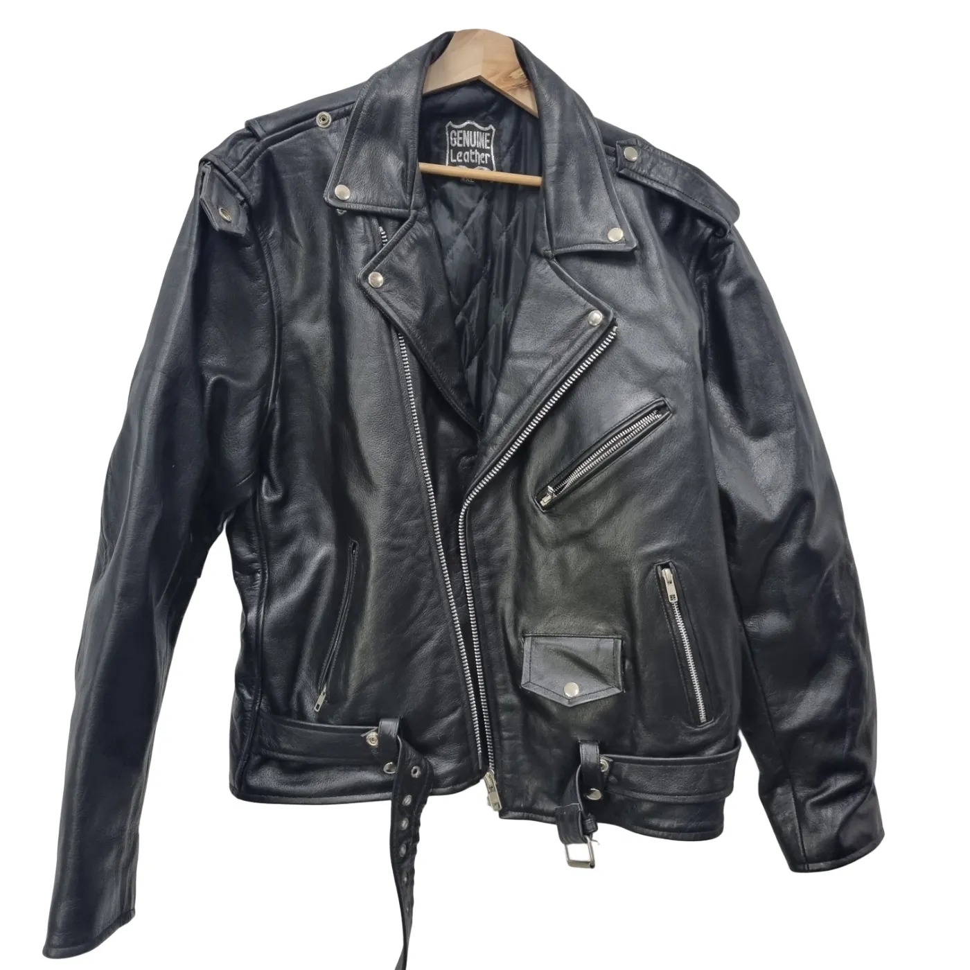 GENUINE LEATHER Black Leather Jacket XXL (WR 1410647)