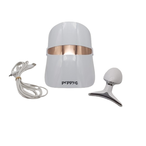 Peppy Co LED Light Therapy Mask with Facial Sculptor, USB Charge Cable And Bag