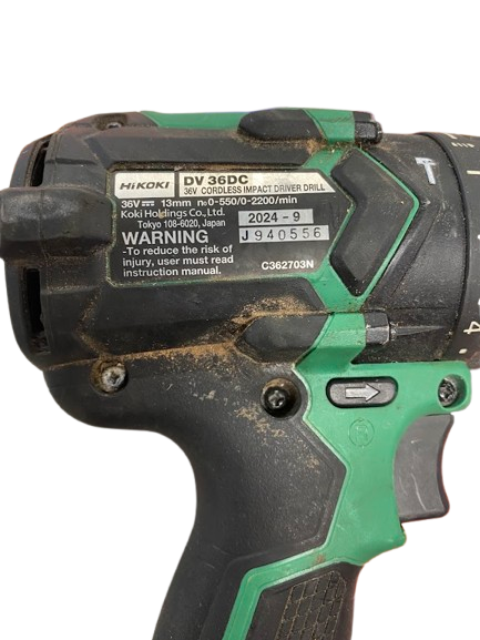 HIKOKI 36V BRUSHLESS IMPACT DRIVER DRILL DV 36DC S/N:DV 36DC TESTED