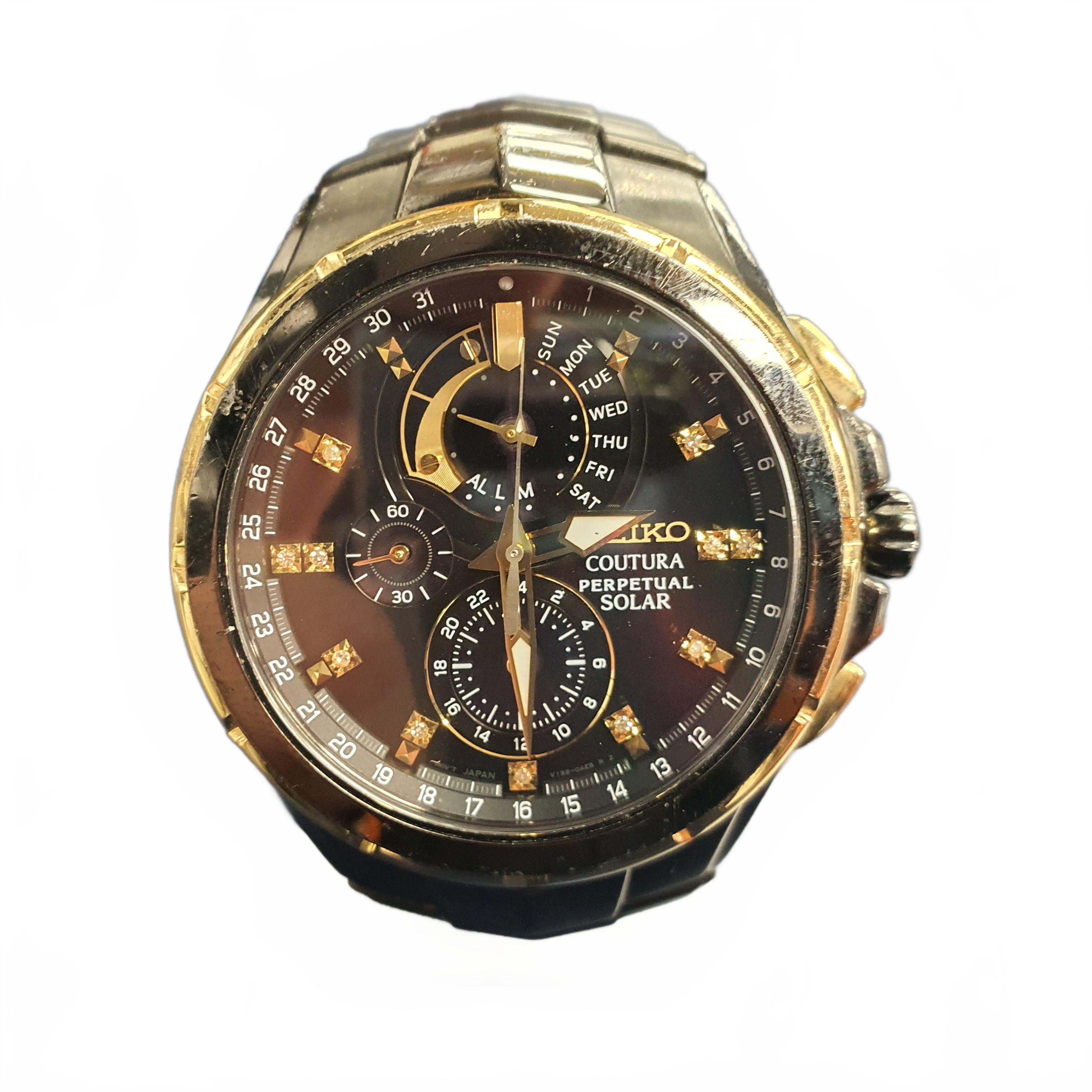 Seiko Coutura V198-0AB0 Graphite Stainless Steel Solar Mens Watch (MR) (Used)