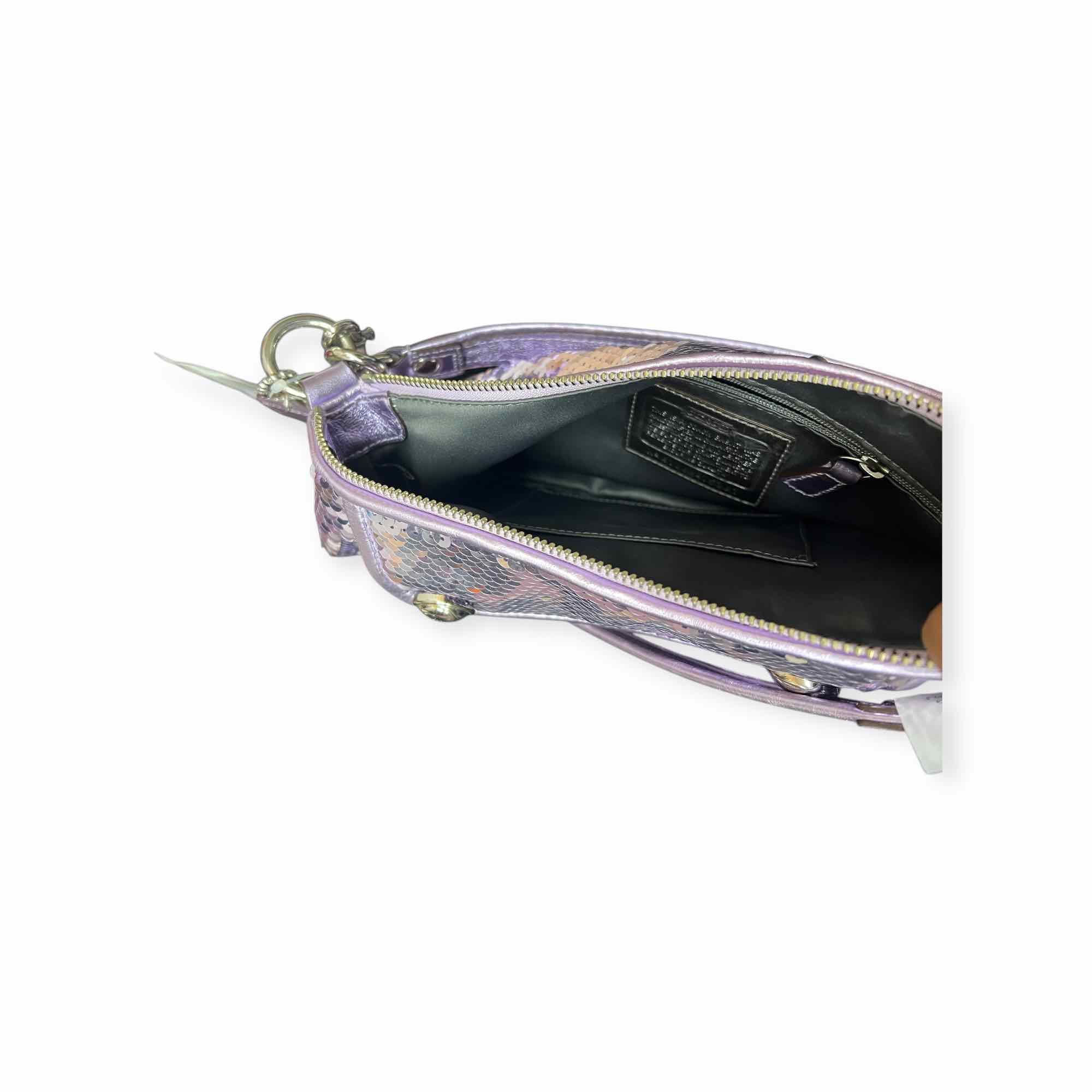 COACH POPPY PURPLE METALLIC SEQUIN GROOBY CROSSBODY BAG - Dollar