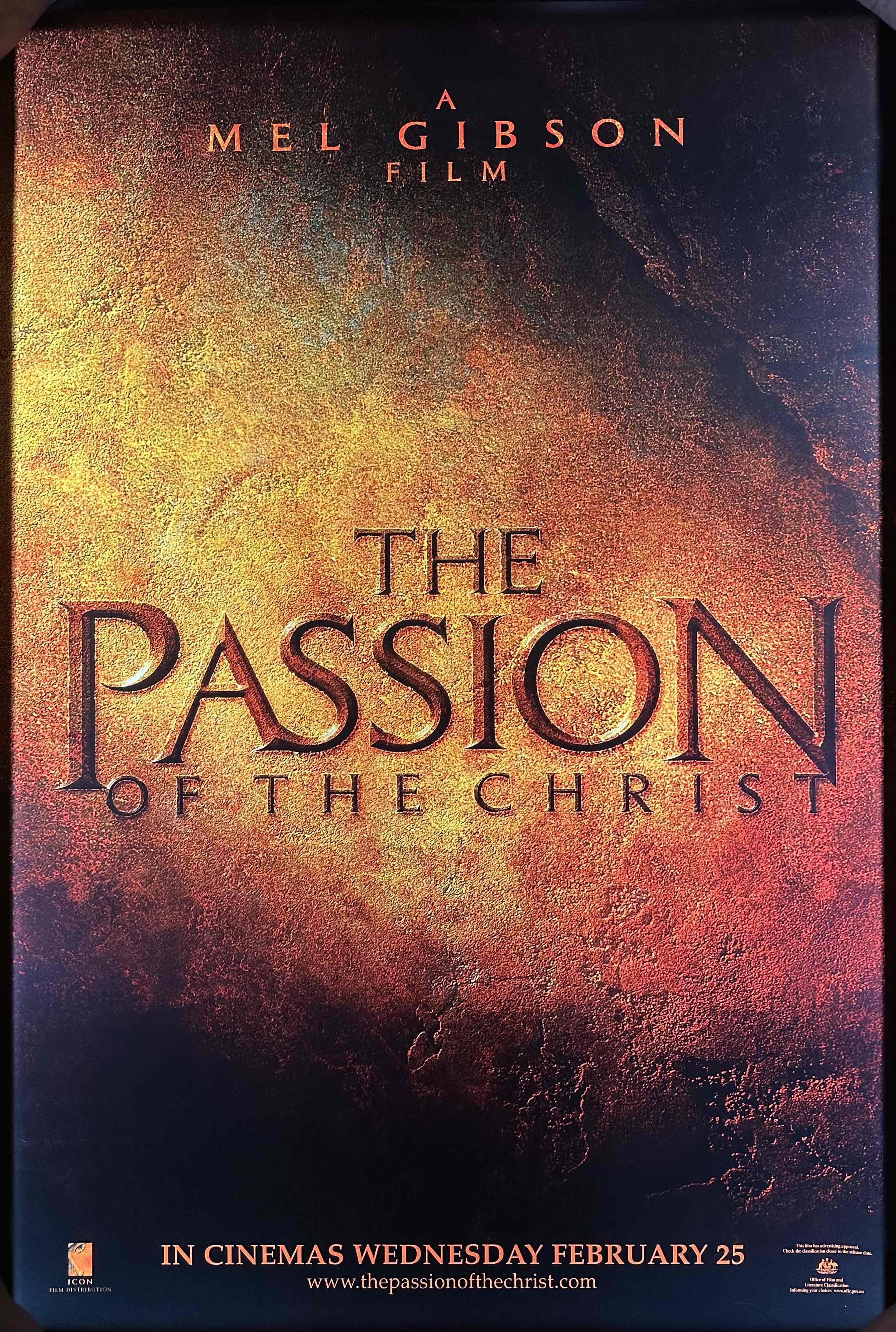 THE PASSION OF THE CHRIST 2004 AUSTRALIAN CINEMA DOUBLE SIDED ONE-SHEET MOVIE POSTER