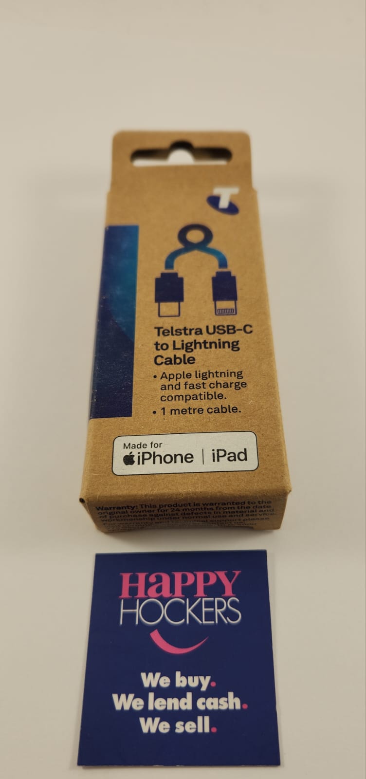 TELSTRA USB-C TO LIGHTNING CABLE. MEASURES 1 METRE IN LENGTH