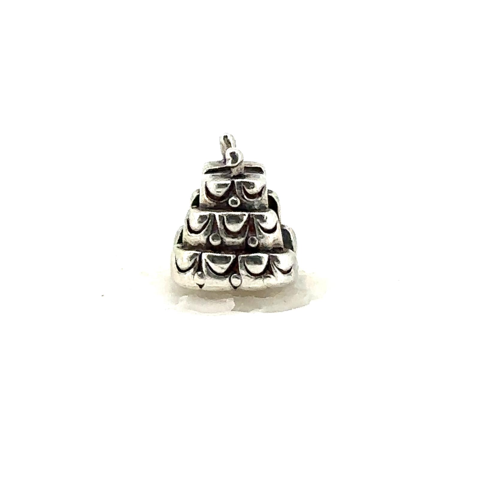 SILVER CAKE CHARM FOR PANDORA STYLE CHARM BRACELET