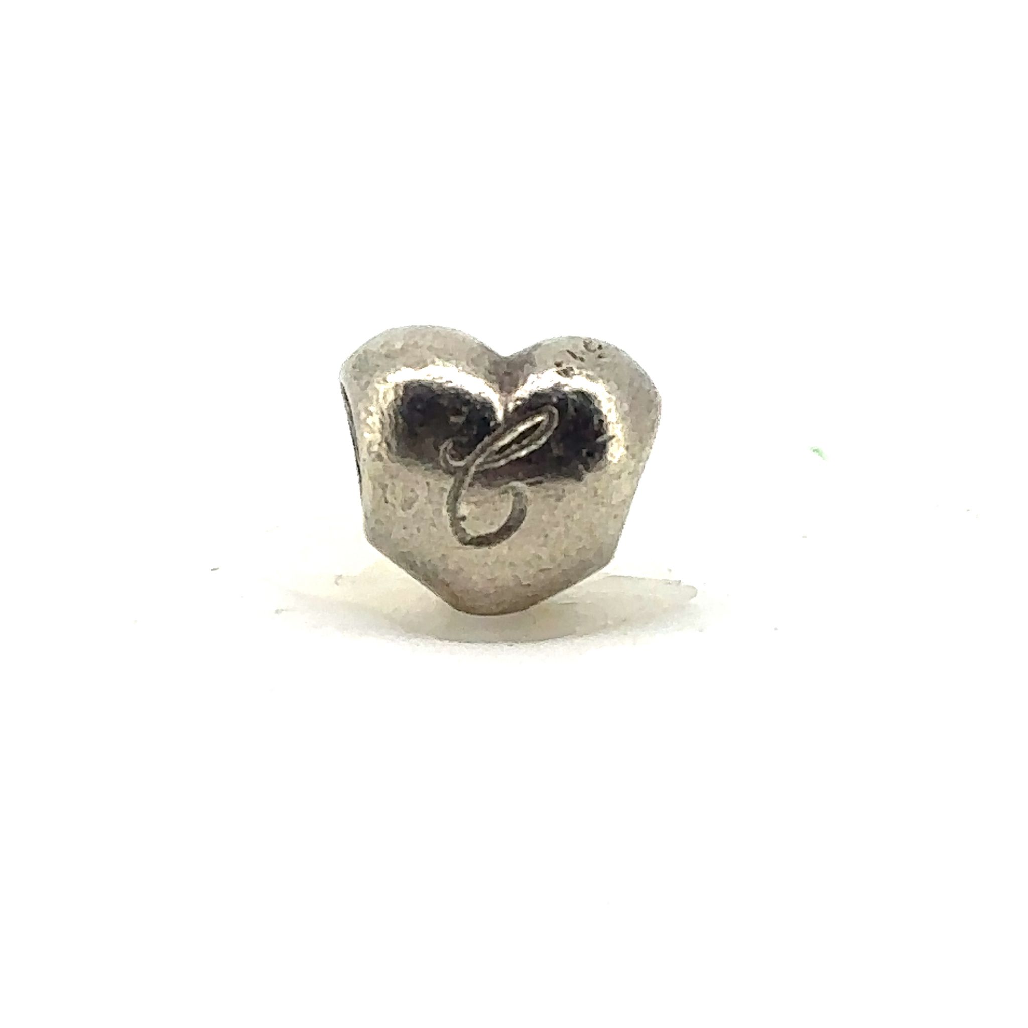 SILVER PANDORA HEART CHARM WITH THE LETTER C AND 16 ENGRAVED
