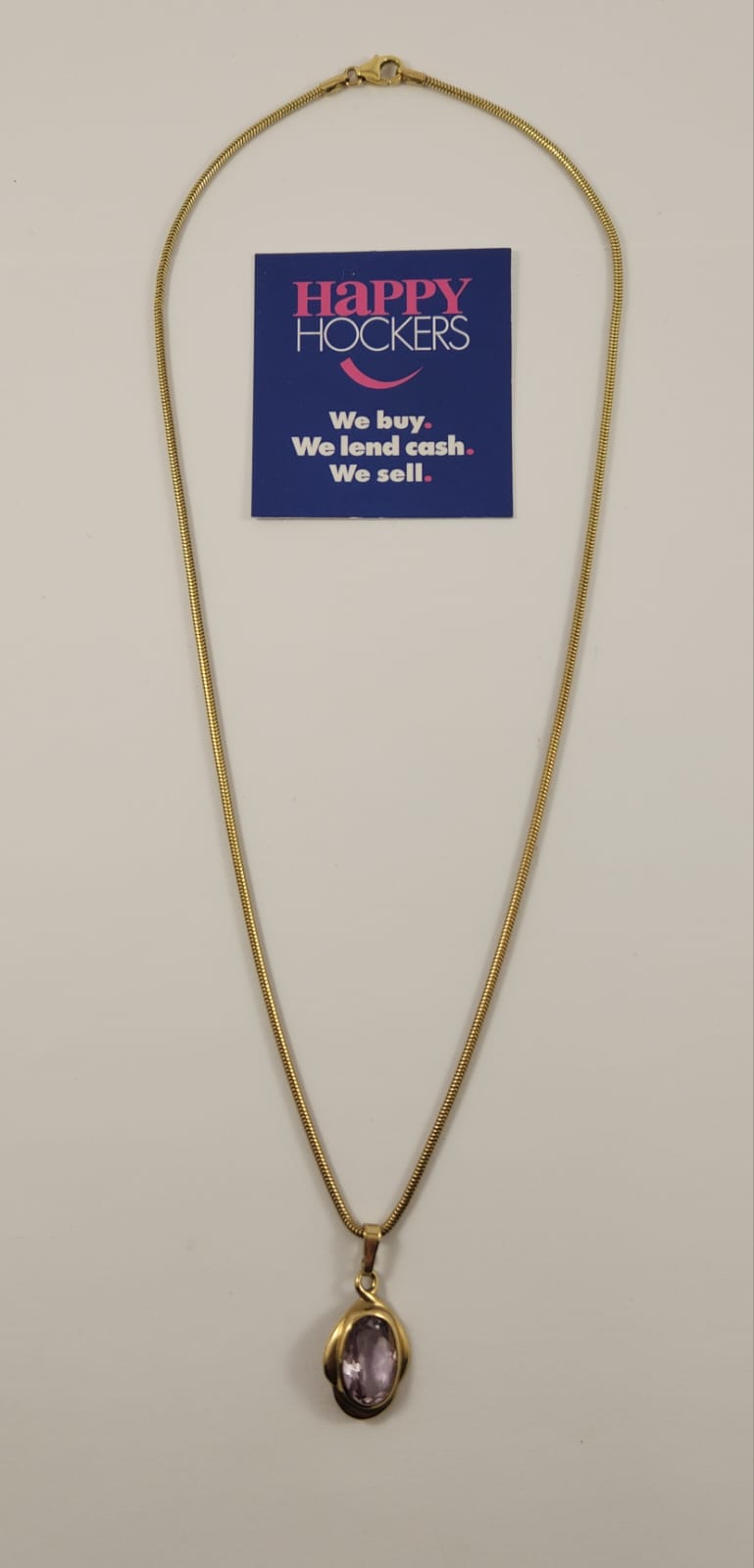 8CT YELLOW GOLD CHAIN WITH AMETHYST PENDANT