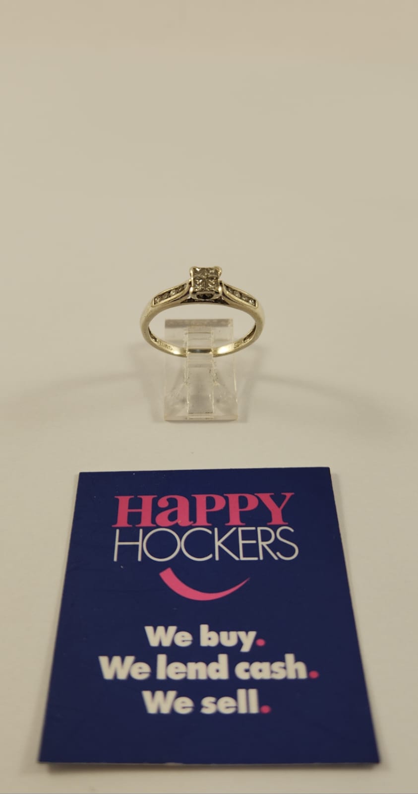 9CT WHITE GOLD DRESS RING SET WITH 14 DIAMONDS