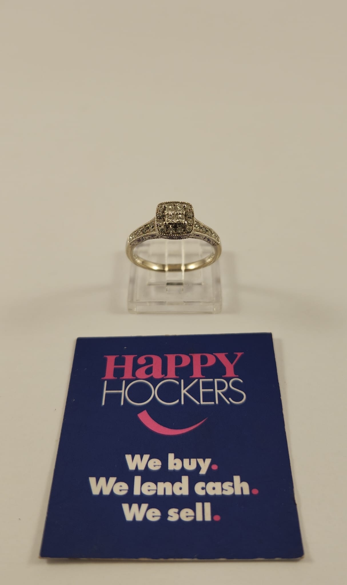 14CT WHITE GOLD RING SET WITH 26 X NATURAL DIAMONDS TOTALLING 0.40CT