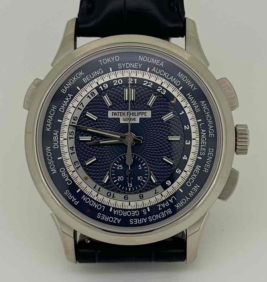 PATEK PHILIPPE 5930G-010 WORLDTIME FLYBACK CHRONOGRAPH WHITE GOLD FULL SET MENS WATCH