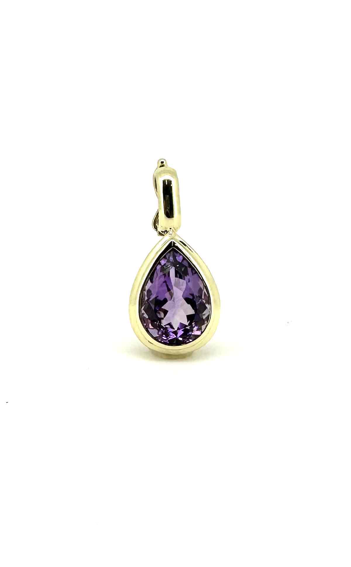 AMETHYST TEAR DROP PENDANT BEZEL SET IN 9CT YELLOW GOLD