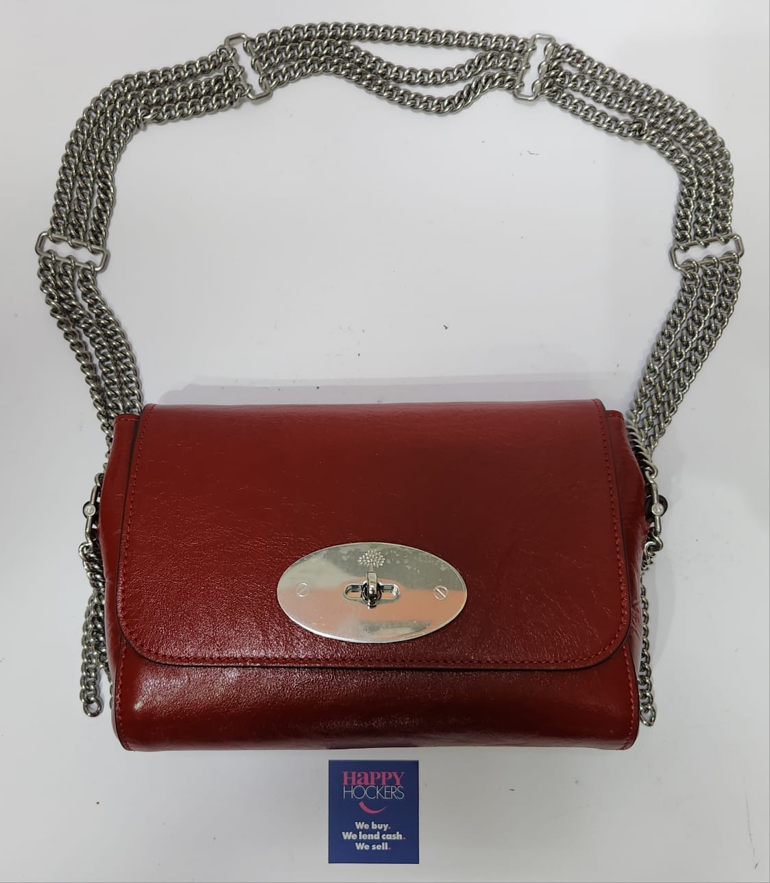 MULBERRY LEATHER HANDBAG MODEL: LILY TOP HANDLE TRIPLE CHAIN GLOSSY LANCASTER RED