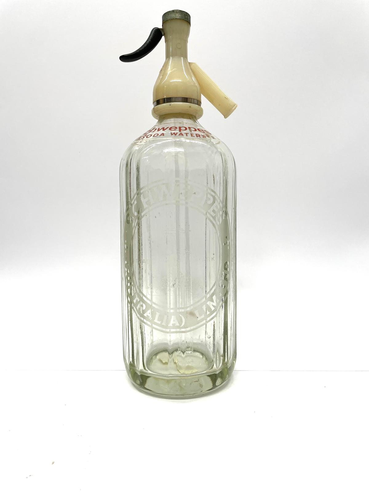 VINTAGE SCHWEPPES SODA SYPHON GLASS BOTTLE AUSTRALIA