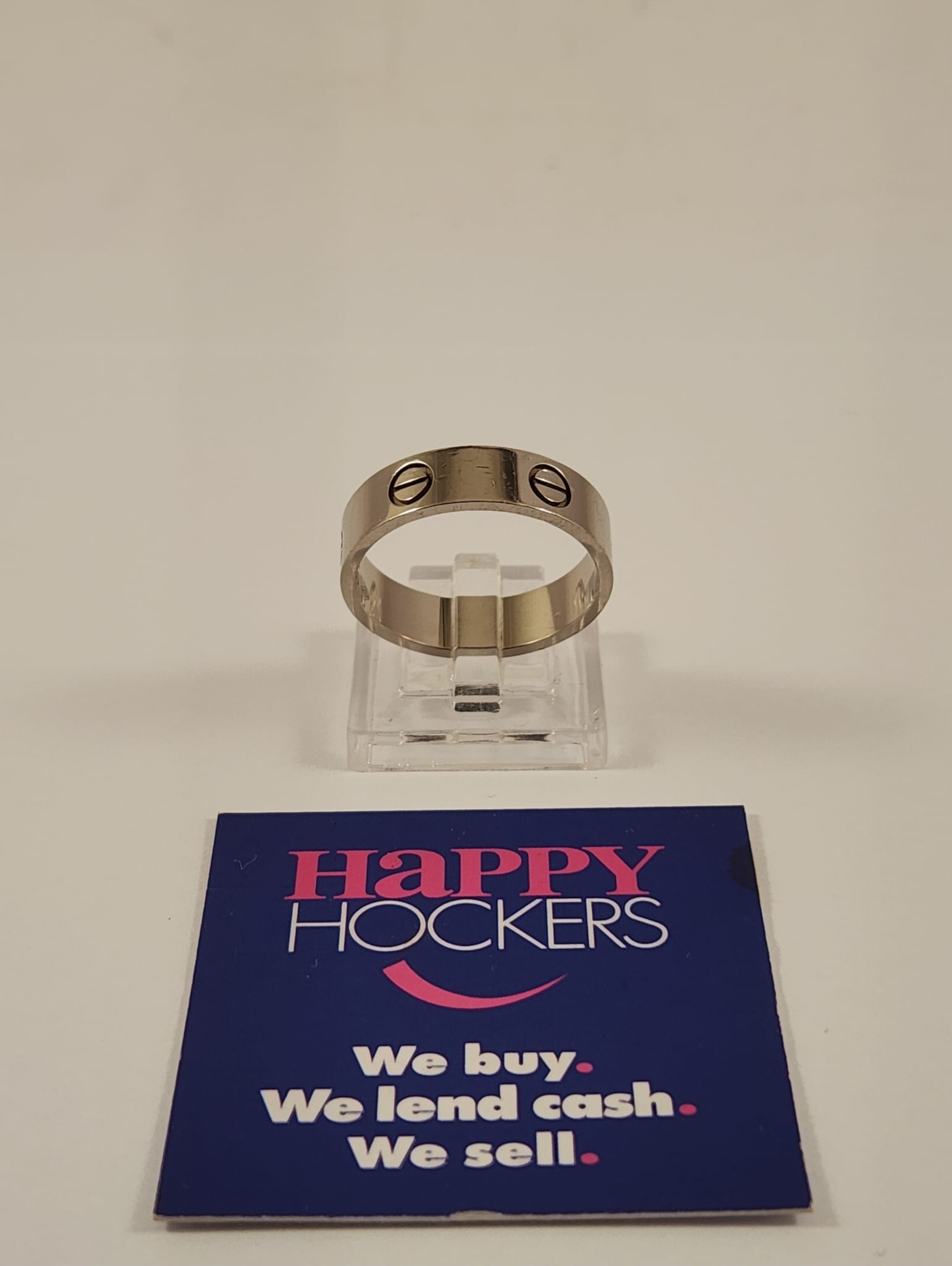 CARTIER 18CT WHITE GOLD “LOVE” RING. WEIGHT 7.0 GRAMS. RING SIZE 61