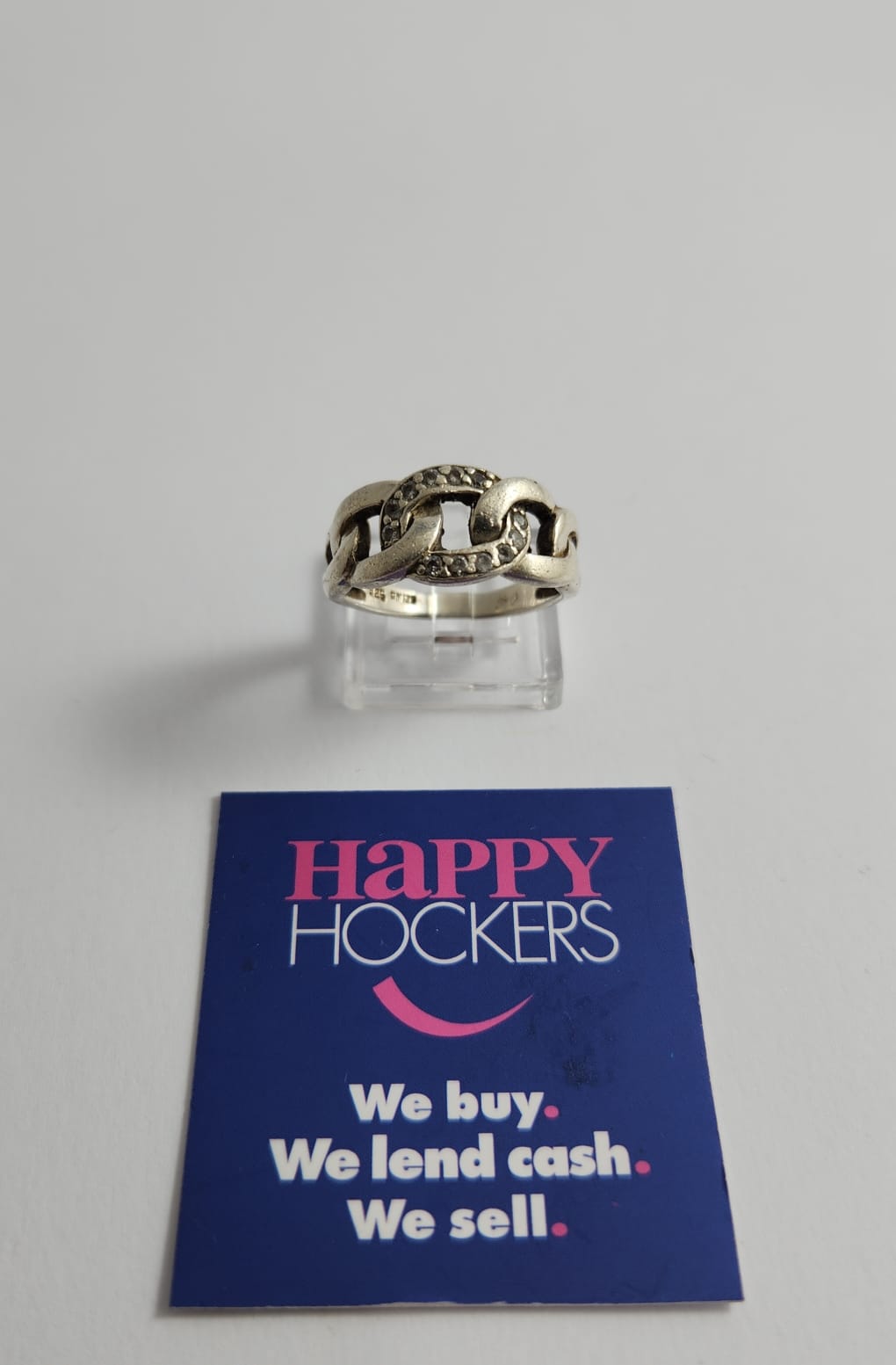 STERLING SILVER CHAIN LINK RING SET WITH CUBIC ZIRCONIAS