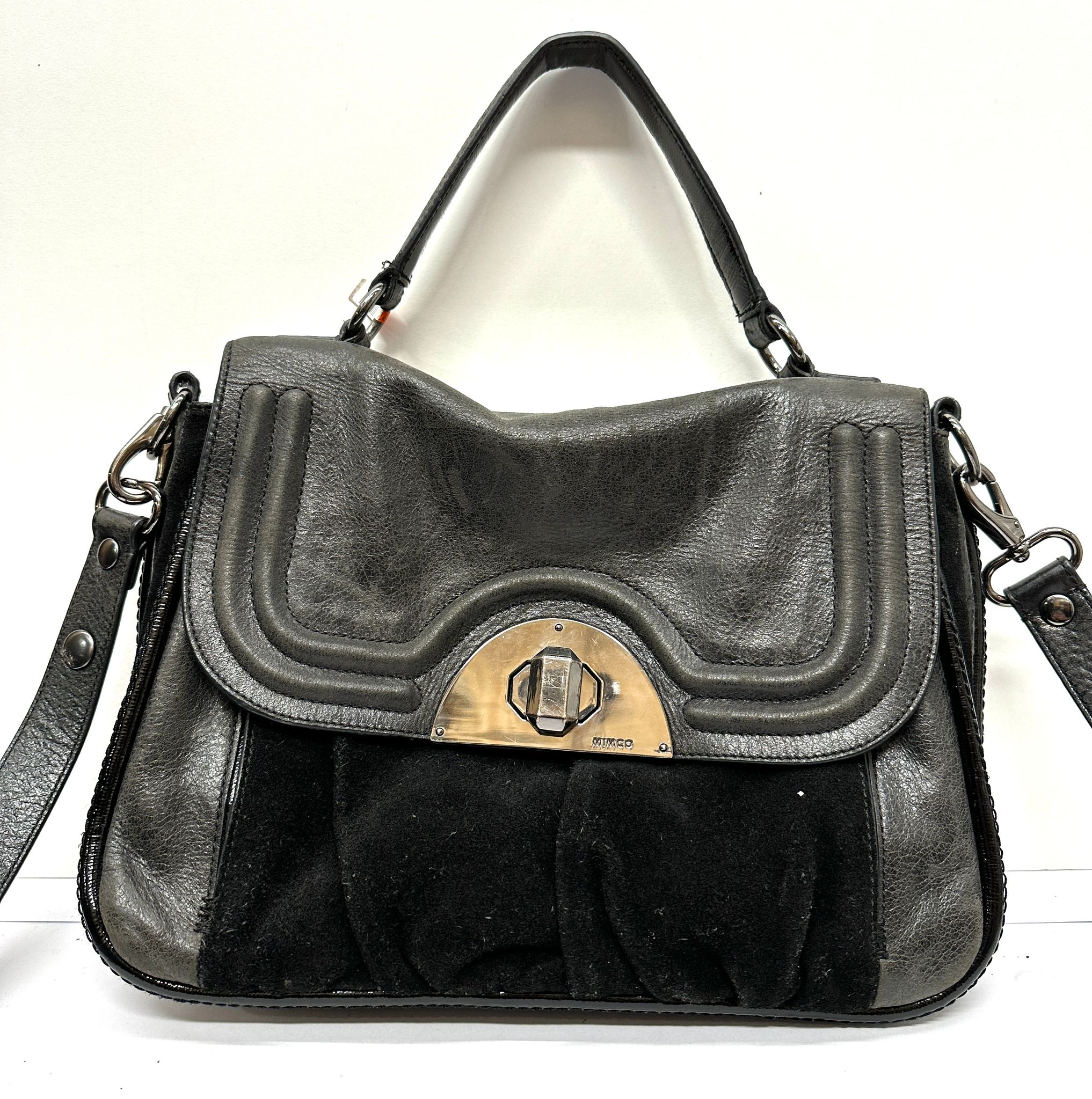 MIMCO BLACK LEATHER DESIGNER HANDBAG