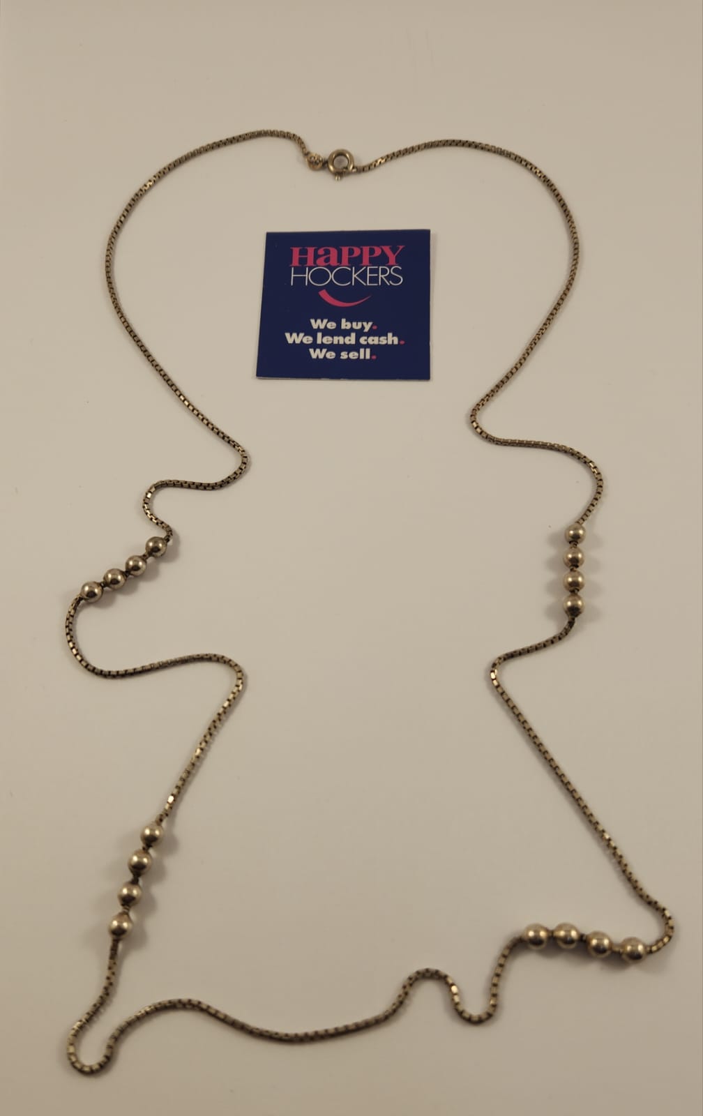 STERLING SILVER LONG BOX AND BALL LINK CHAIN