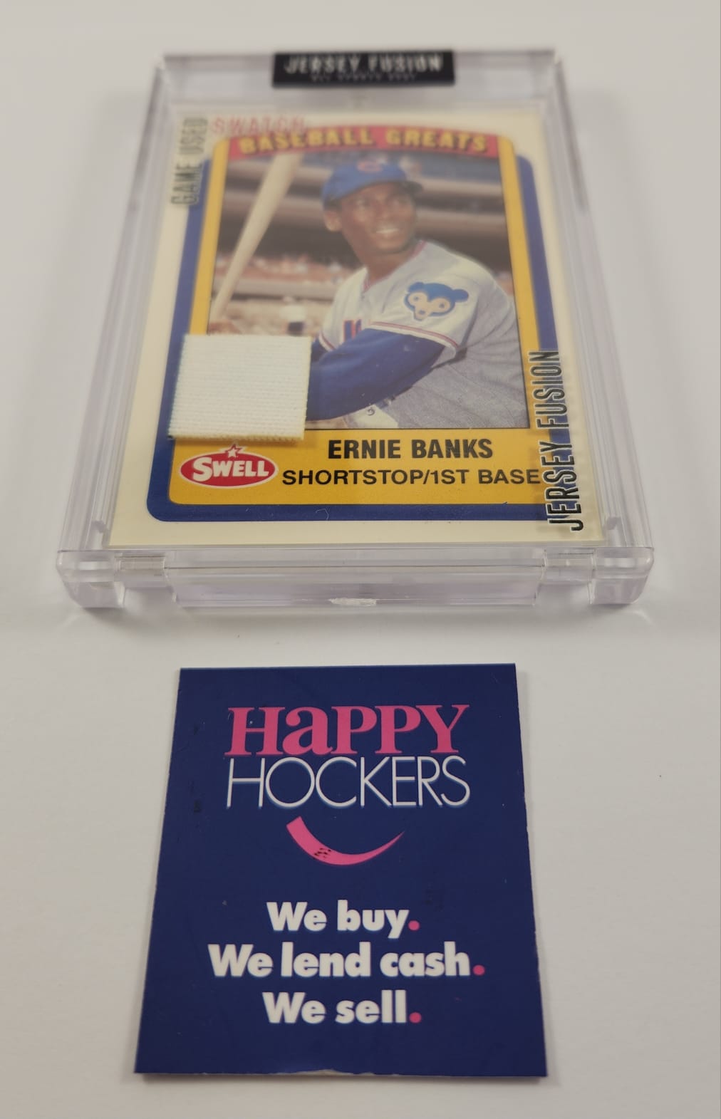 JERSEY FUSION BASEBALL GREATS TRADING CARD, ERNIE BANKS JF-EB80