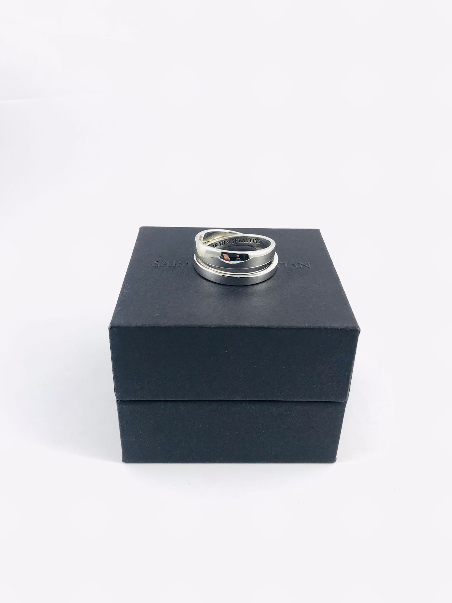 SARAH & SEBASTIAN  925 STERLING SILVER UNISEX DOUBLE BANDED RING