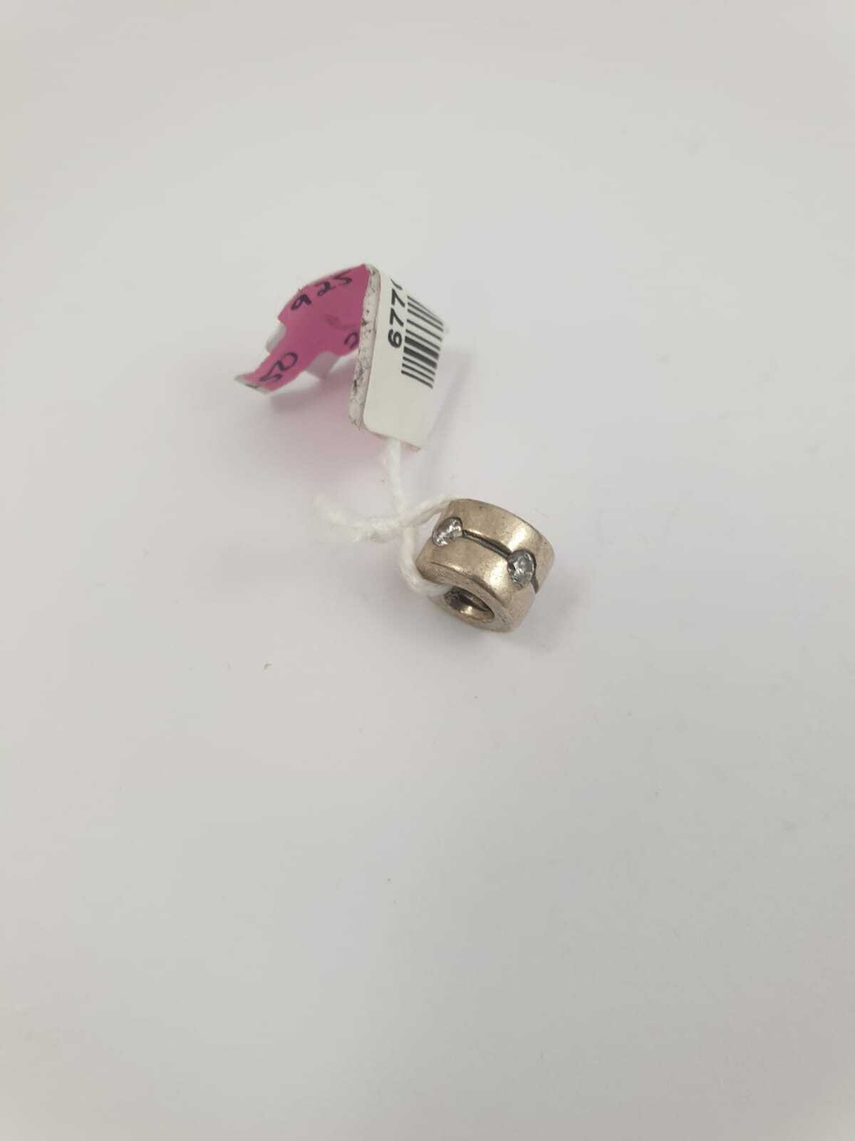 AUTHENTIC PANDORA SILVER CHARM WITH CLEAR STONES