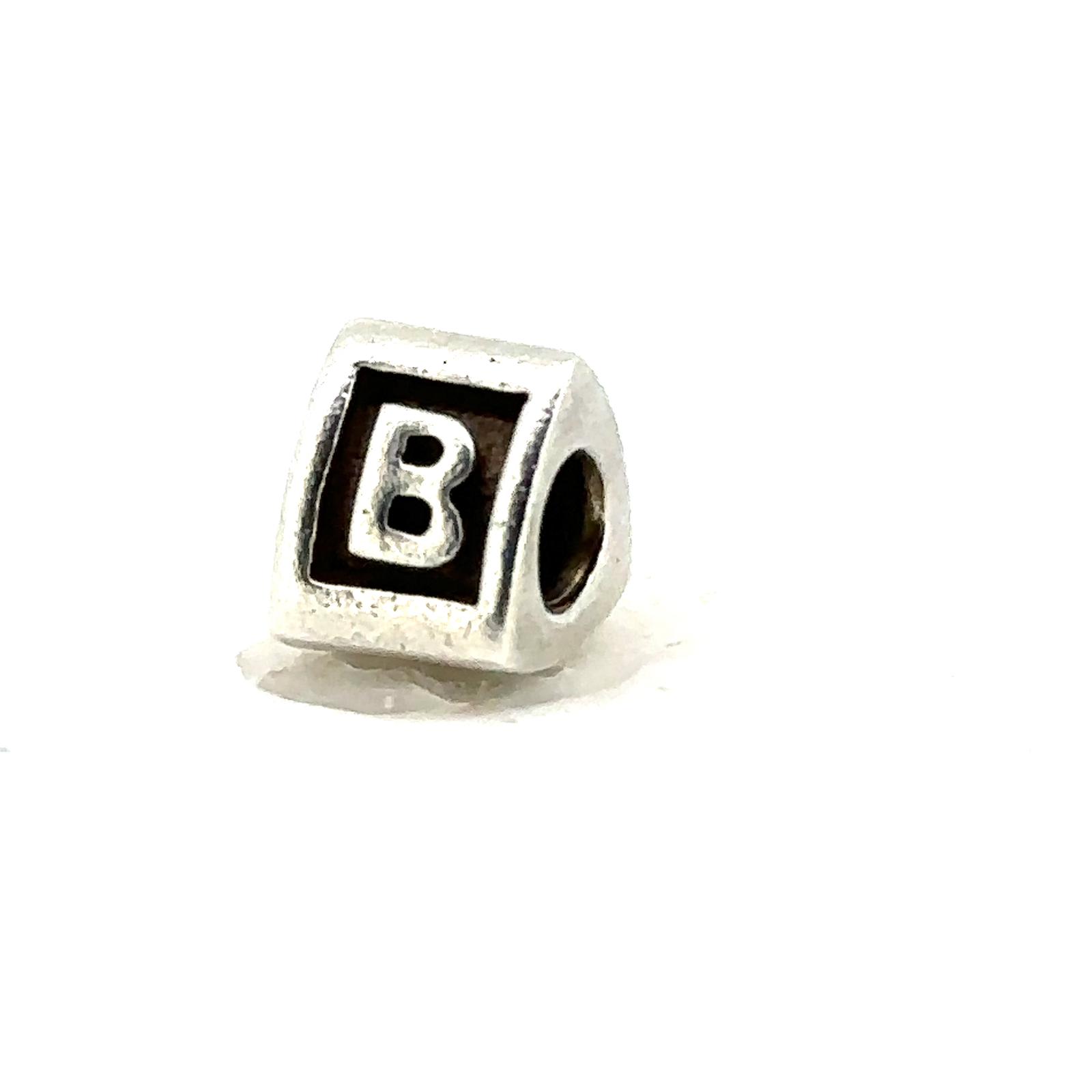 ROUNDED TRIANGLE SILVER PANDORA CHARM LETTER B