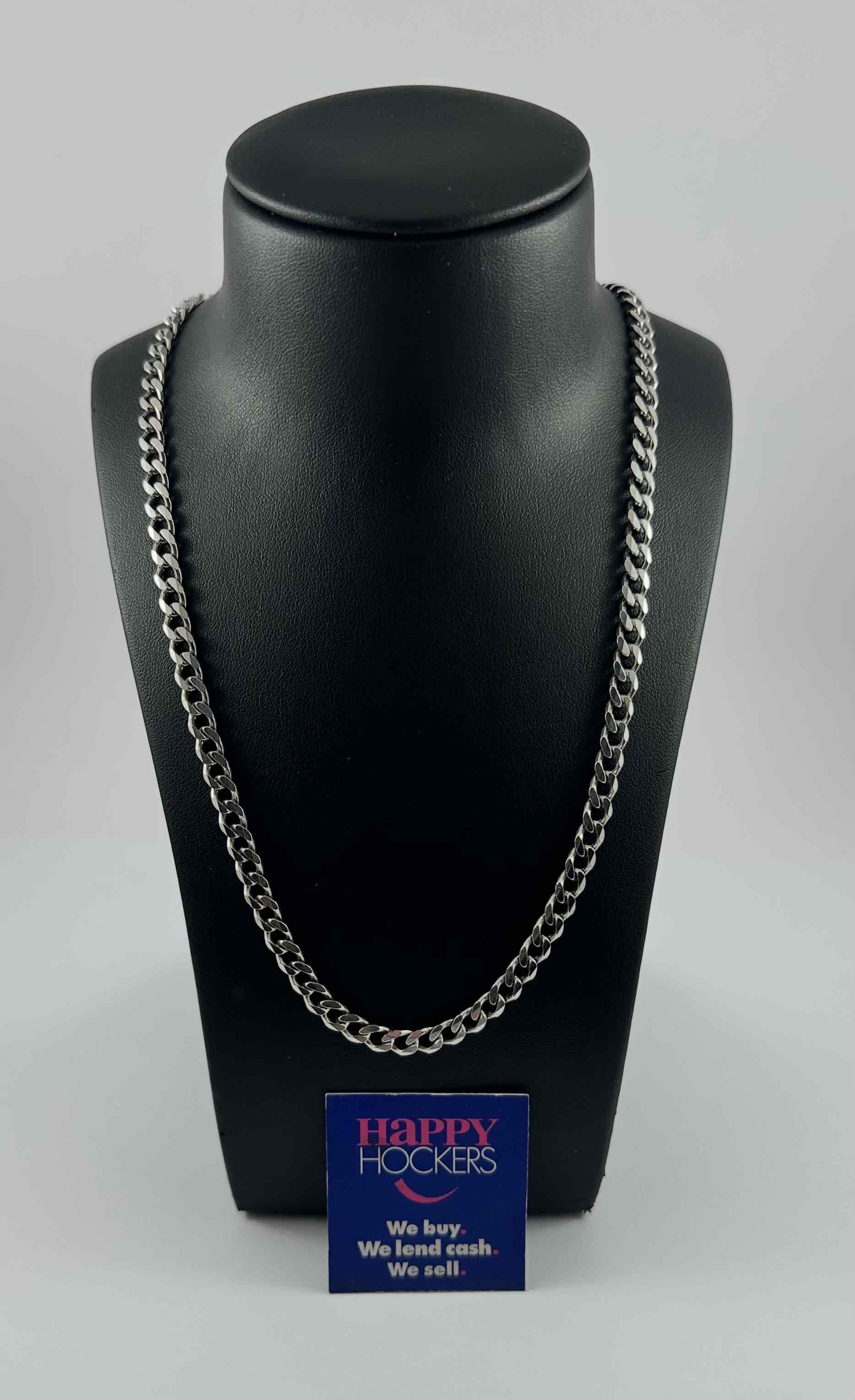925 STERLING SILVER ITALIAN CUBAN CURB LINK NECKLACE  55.4CM  28.1G  SOLID SILVER