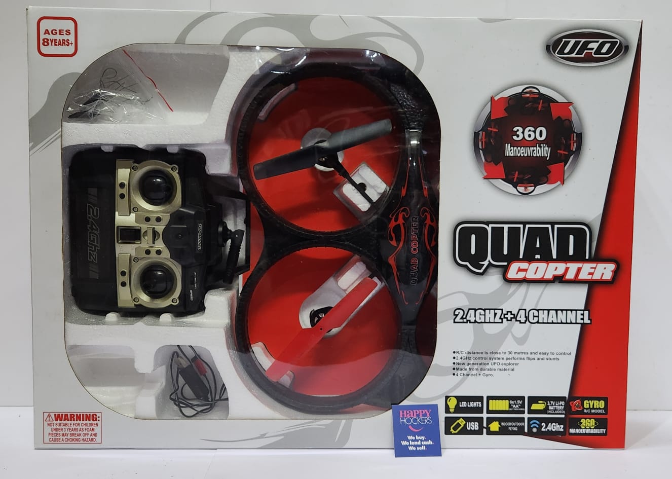 KMART DRONE MODEL: UFO QUADCOPTER. 4 CHANNEL, 2.4GHZ RADIO CONTROL