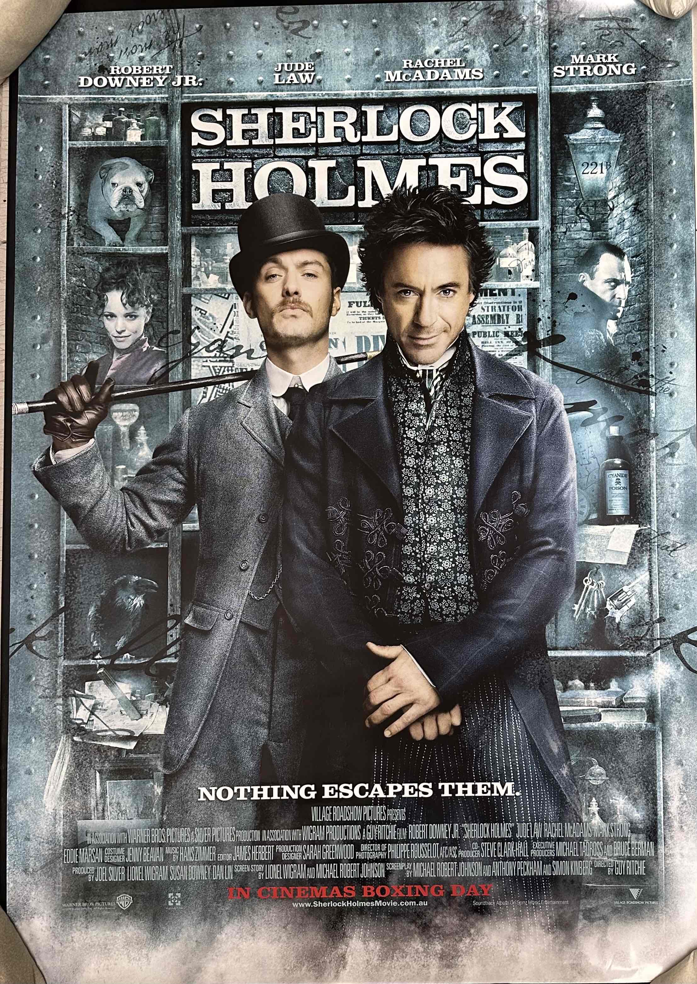 SHERLOCK HOLMES 2009 AUSTRALIAN CINEMA SINGLE SIDED ONE-SHEET MOVIE POSTERS 27X40 INCH 69X102CM