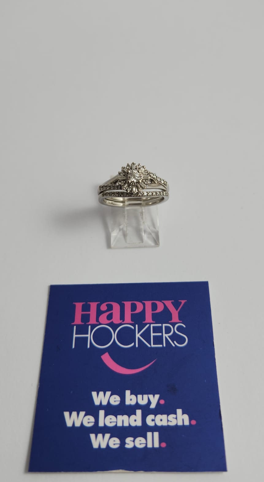 10CT WHITE GOLD TWIN RINGS SET WITH 45 DIAMONDS TOTALLING 0.38CT