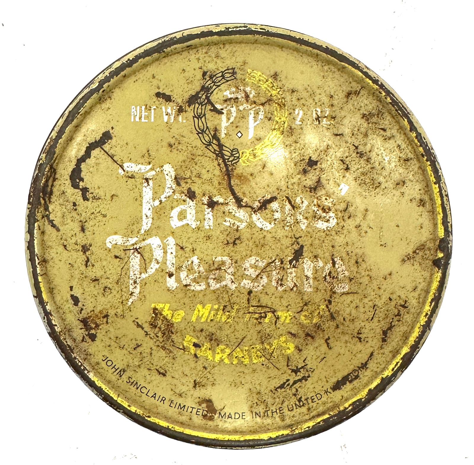 PARSONS PLEASURE TOBACCO TIN BARNEYS BROWN