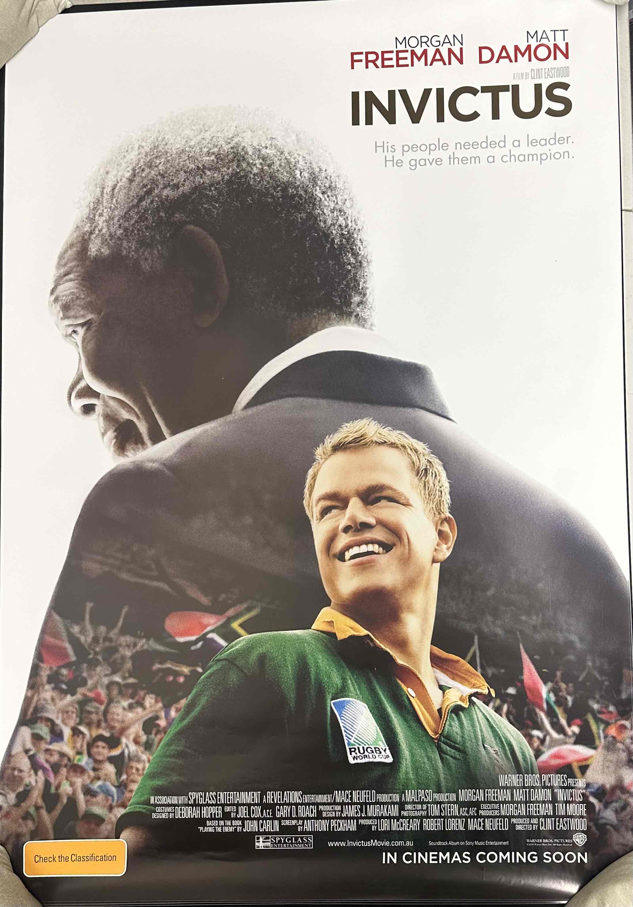 INVICTUS 2009 AUSTRALIAN CINEMA SINGLE SIDED ONE-SHEET MOVIE POSTER 27X40 INCH 69X102CM