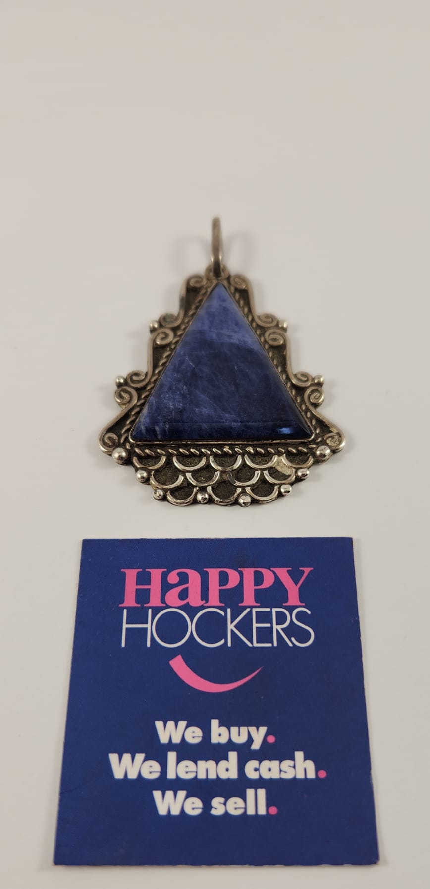 LARGE STERLING SILVER PENDANT SET WITH SODALITE