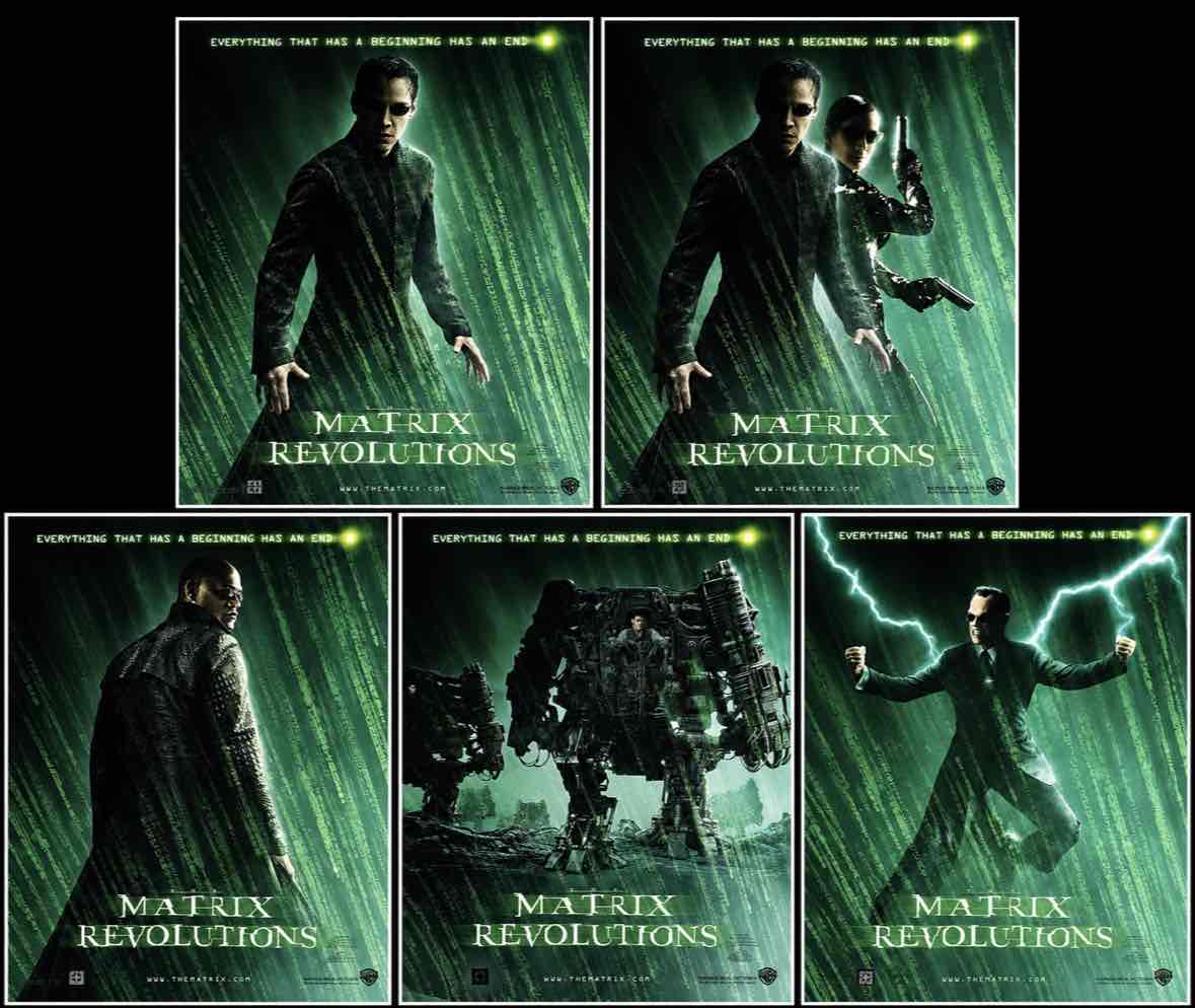 MATRIX REVOLUTIONS 2003 SET OF 5 S/S  MOVIE POSTERS