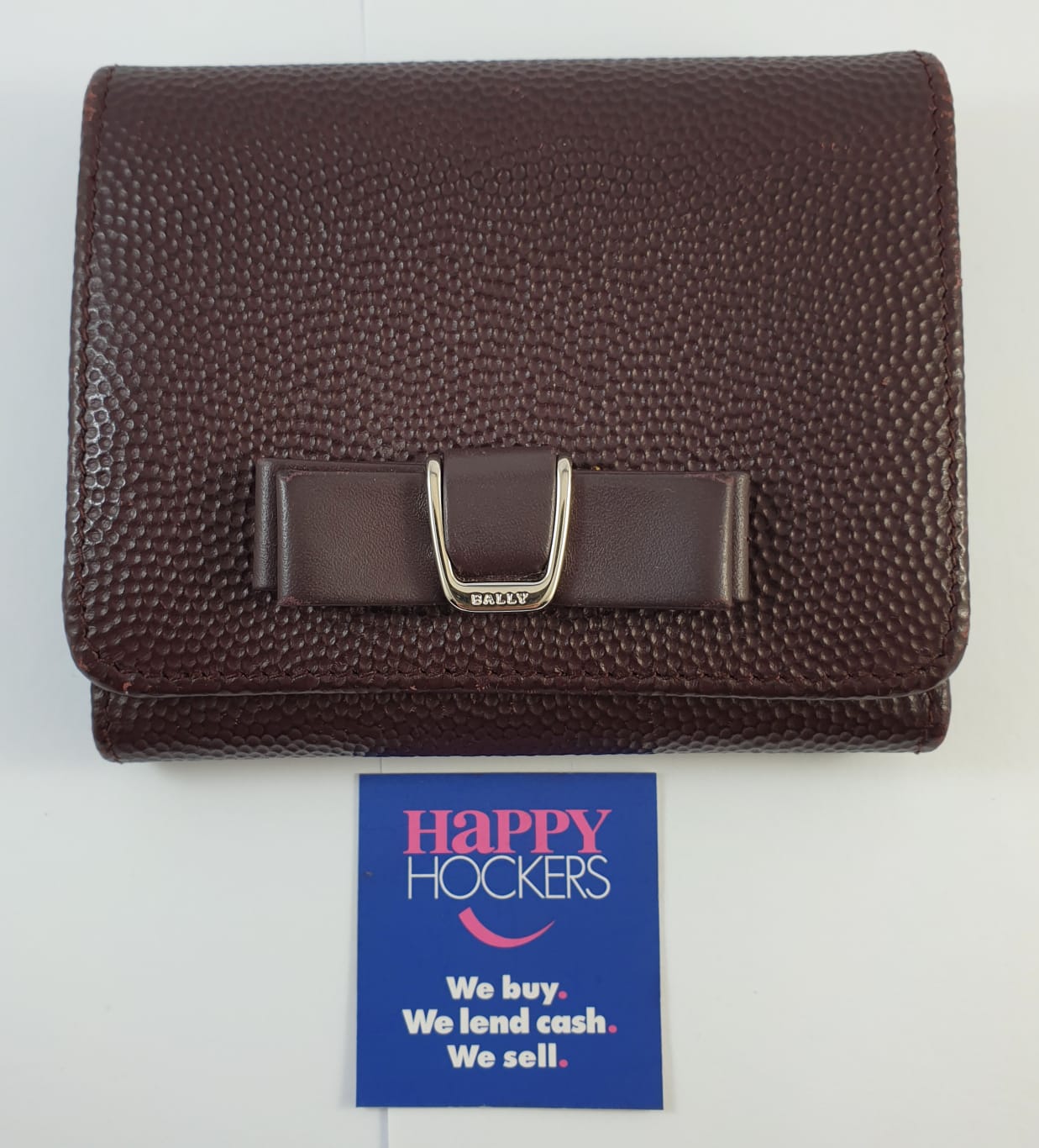 BALLY BURGUNDY LEATHER TRI FOLD WALLET