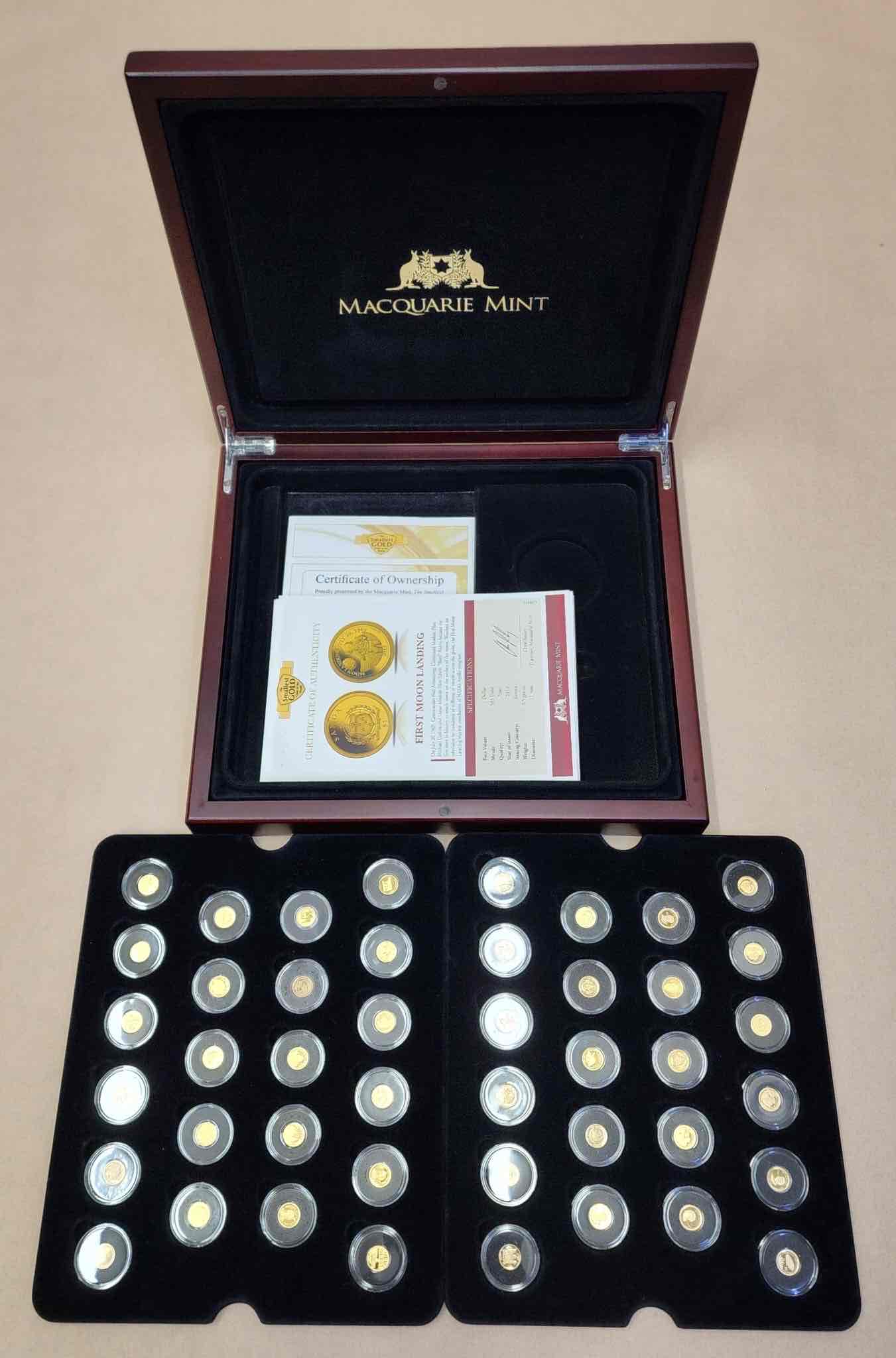 MACQUARIE MINT SMALLEST GOLD COINS IN THE WORLD BOX SET OF 44 GOLD COINS