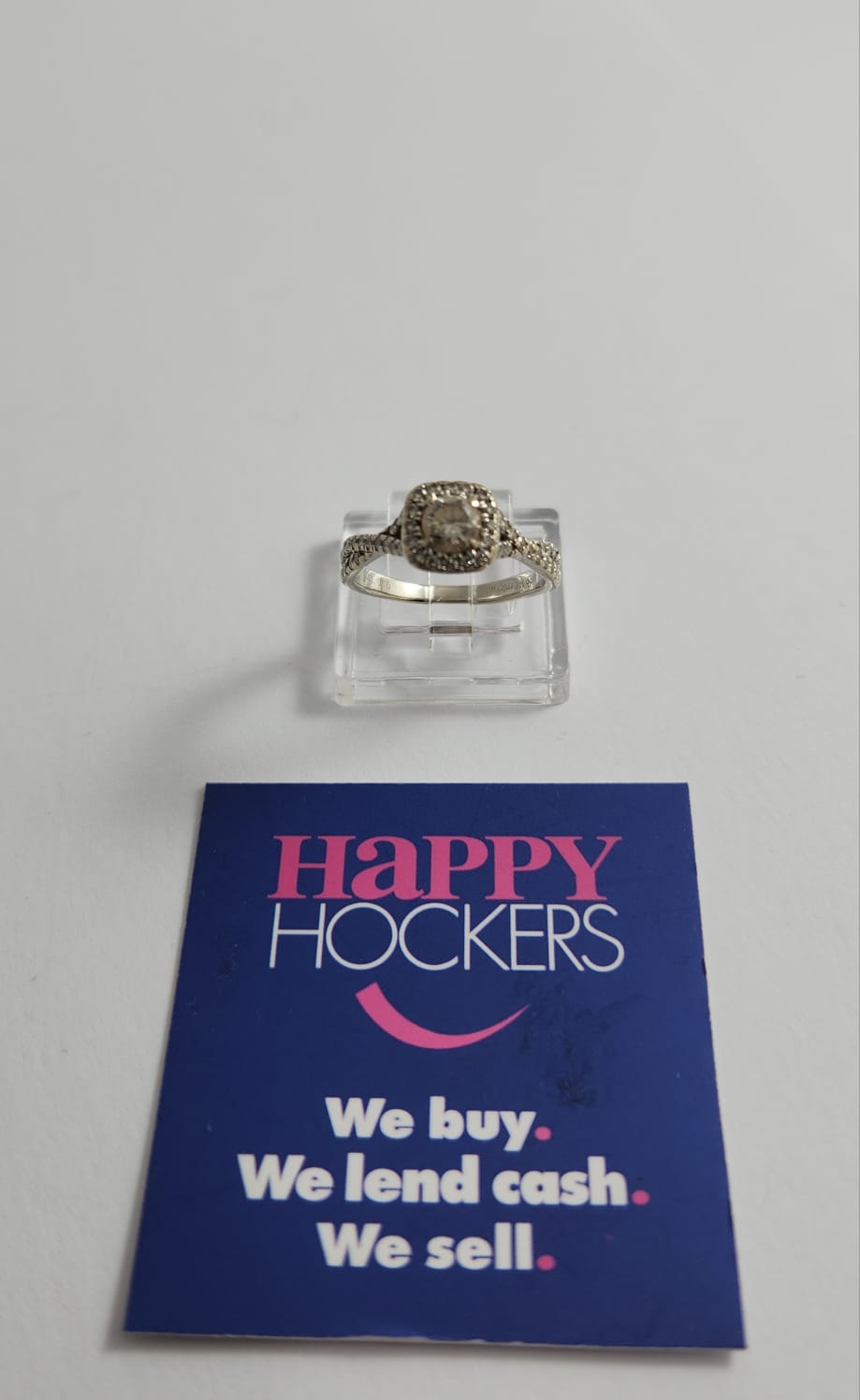 14CT WHITE GOLD RING SET WITH 50 X DIAMONDS TOTALLING 0.70CT