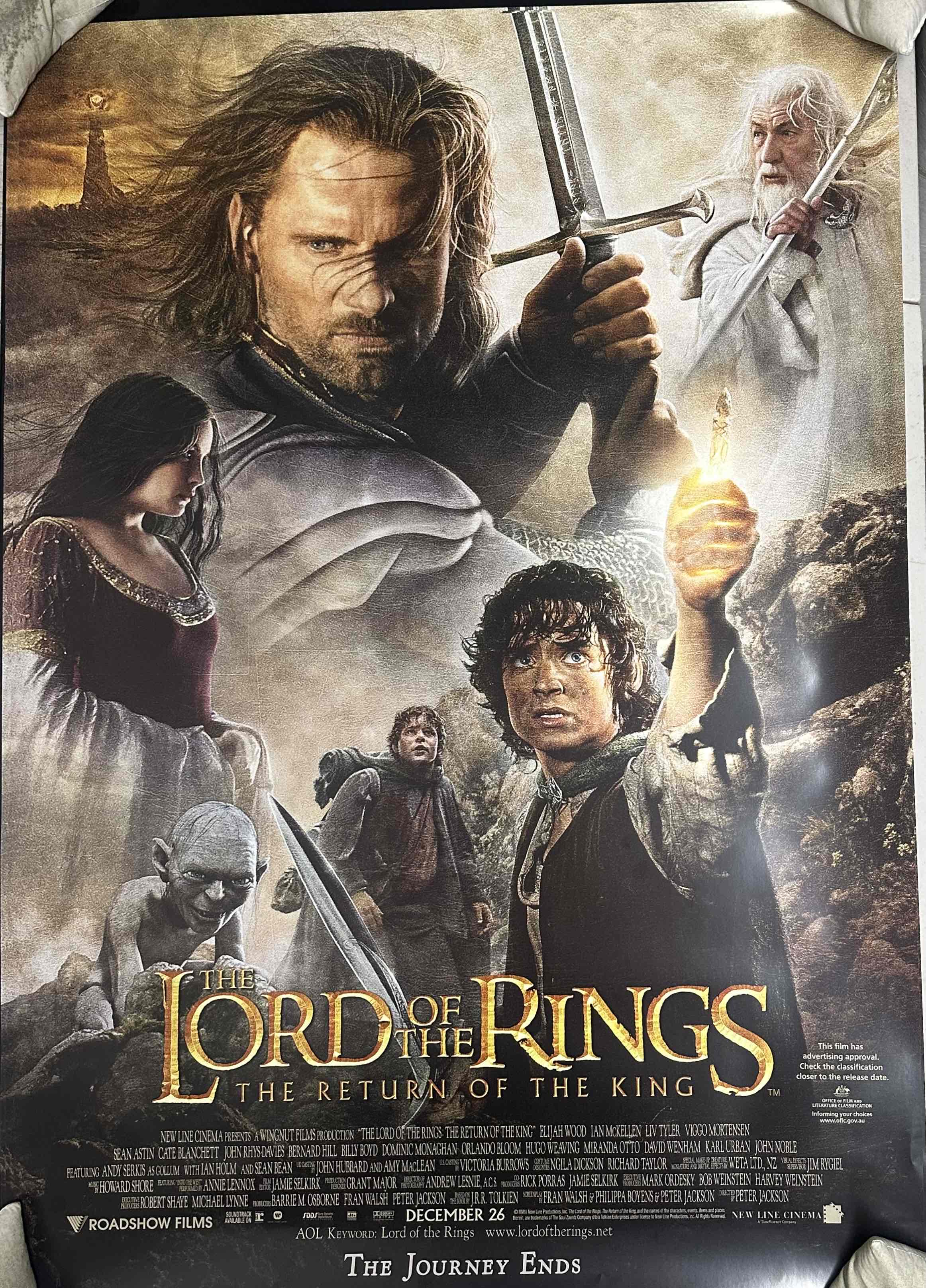 THE LORD OF THE RINGS, THE RETURN OF THE KING 2003 ADVANCE 2003 AUSTRALIAN CINEMA SINGLE SIDED ONE-SHEET MOVIE POSTERS