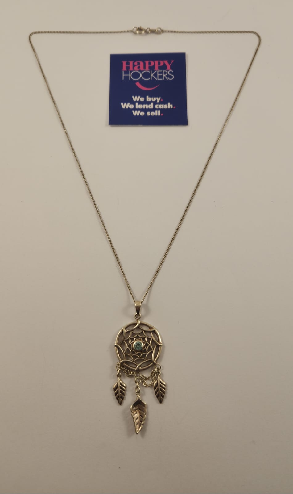 STERLING SILVER FINE BOX LINK CHAIN WITH DREAMWEAVER PENDANT