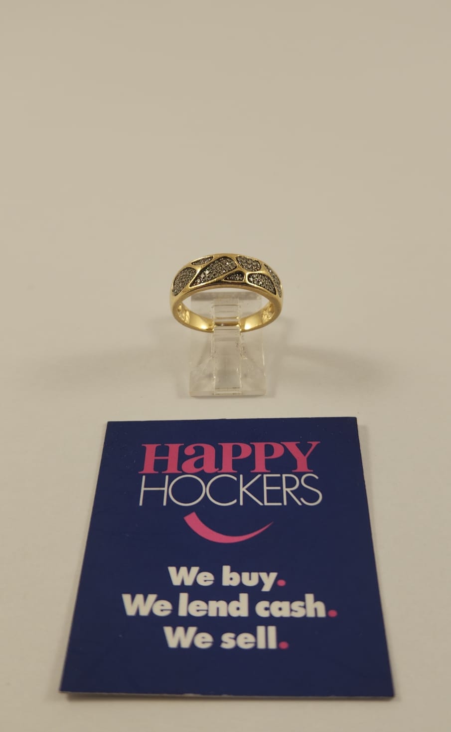 18CT YELLOW GOLD ABSTRACT STYLE RING SET WITH 77 X 0.005CT DIAMONDS