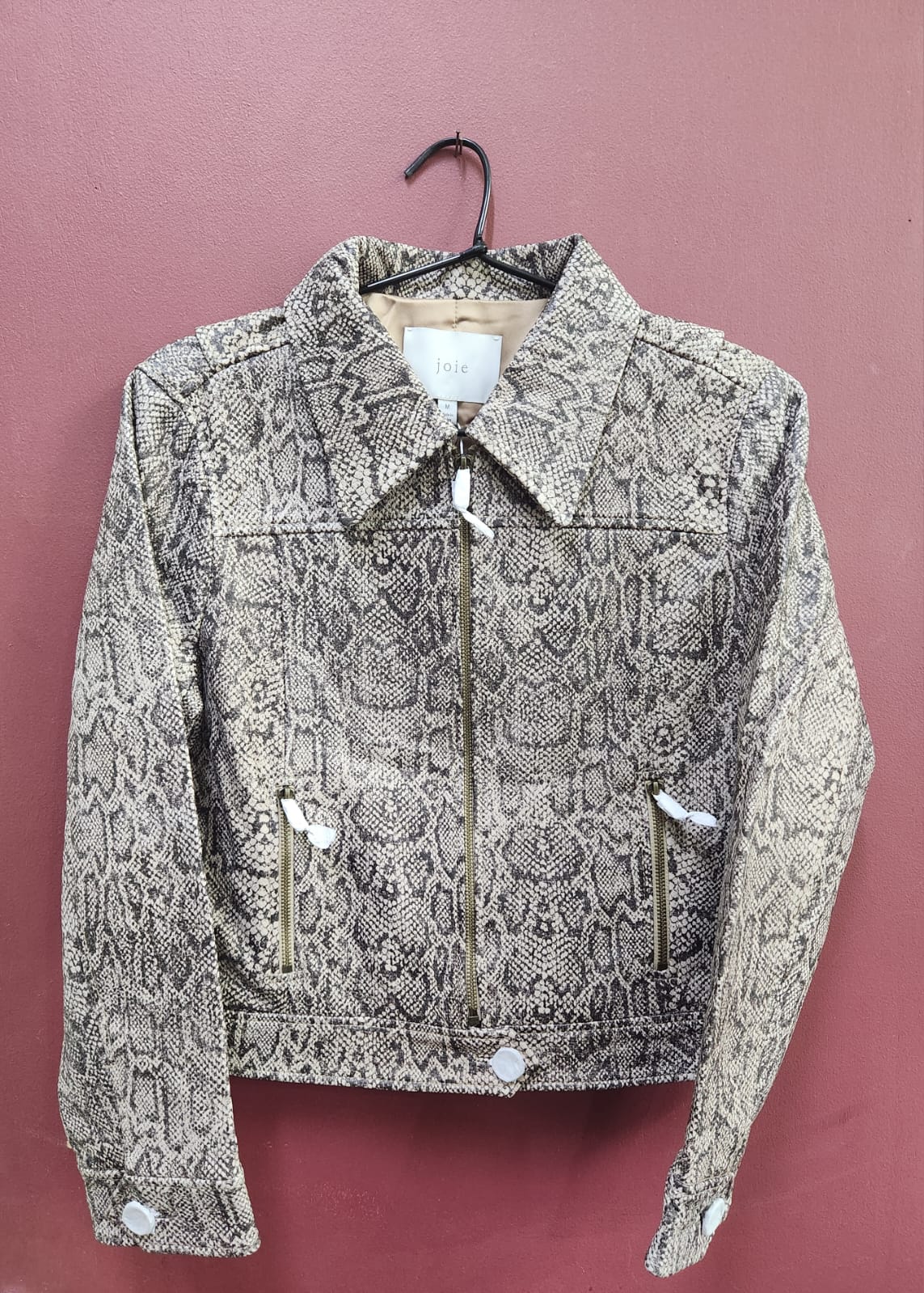 JOIE LADIES SNAKE PATTERNED LAMBSKIN LEATHER JACKET MODEL: ABRAHAM
